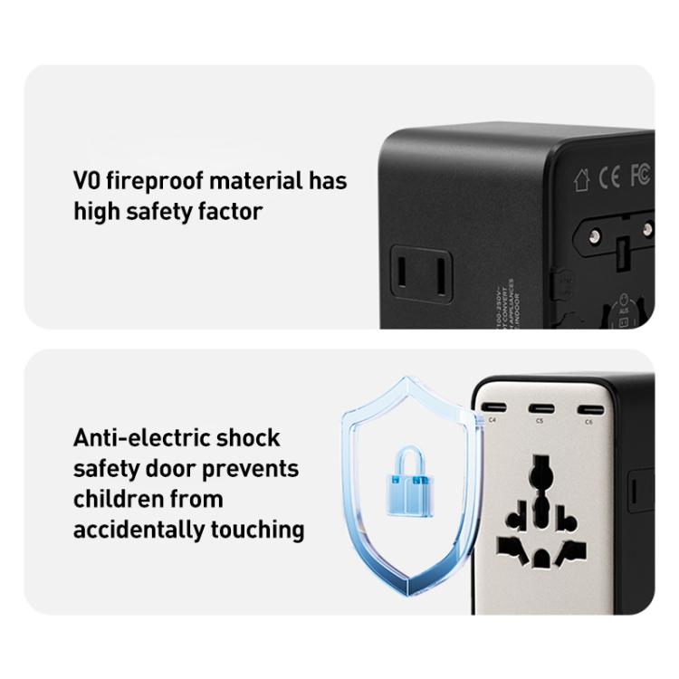 MOMAX UA28L 1-World 2 205W Dual AC 7-Port Universal Travel GaN Charger with 140W Cable(Titanium Gold) - Plug Adaptor by MOMAX | Online Shopping UK | buy2fix