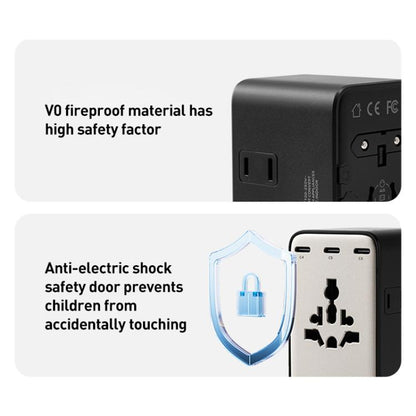 MOMAX UA28L 1-World 2 205W Dual AC 7-Port Universal Travel GaN Charger with 140W Cable(Titanium Gold) - Plug Adaptor by MOMAX | Online Shopping UK | buy2fix