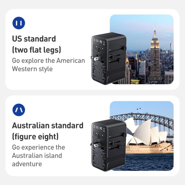 MOMAX UA28L 1-World 2 205W Dual AC 7-Port Universal Travel GaN Charger with 140W Cable(Titanium Gold) - Plug Adaptor by MOMAX | Online Shopping UK | buy2fix