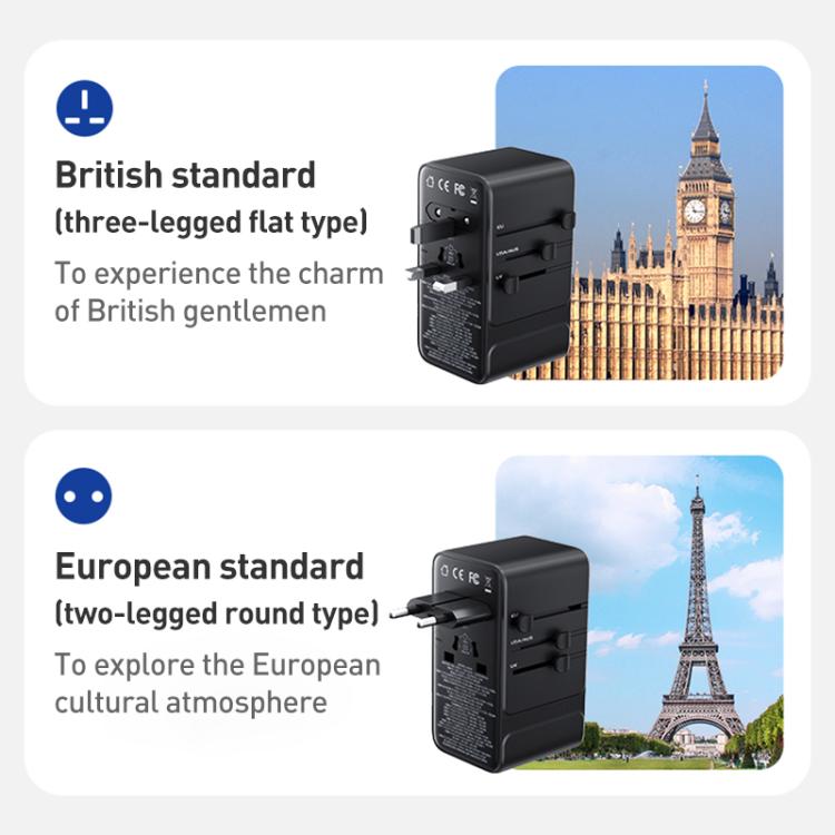 MOMAX UA28L 1-World 2 205W Dual AC 7-Port Universal Travel GaN Charger with 140W Cable(Titanium Gold) - Plug Adaptor by MOMAX | Online Shopping UK | buy2fix