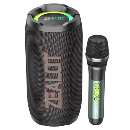 Zealot S76 50W Portable Outdoor RGB Bluetooth Speaker, Type:with 1pc Microphone(Black) - Desktop Speaker by ZEALOT | Online Shopping UK | buy2fix
