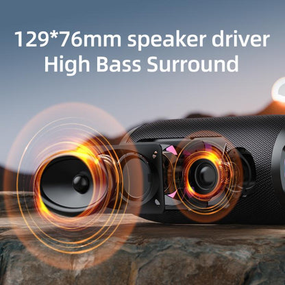 Zealot S76 50W Portable Outdoor RGB Bluetooth Speaker, Type:with 2pcs Microphones(Black) - Desktop Speaker by ZEALOT | Online Shopping UK | buy2fix