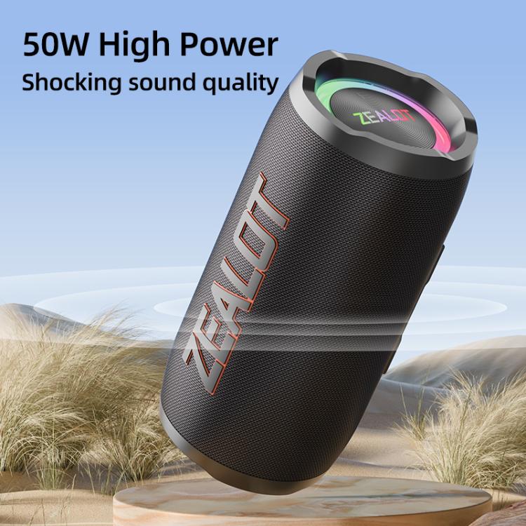 Zealot S76 50W Portable Outdoor RGB Bluetooth Speaker, Type:with 1pc Microphone(Black) - Desktop Speaker by ZEALOT | Online Shopping UK | buy2fix