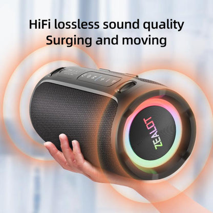 Zealot S76 50W Portable Outdoor RGB Bluetooth Speaker, Type:with 2pcs Microphones(Black) - Desktop Speaker by ZEALOT | Online Shopping UK | buy2fix