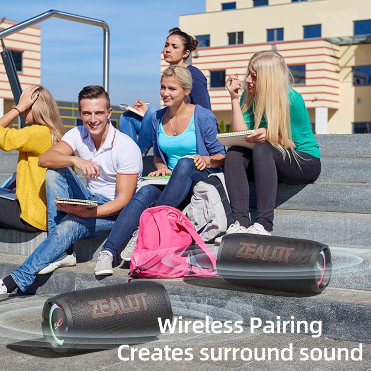 Zealot S76 50W Portable Outdoor RGB Bluetooth Speaker, Type:with 1pc Microphone(Black) - Desktop Speaker by ZEALOT | Online Shopping UK | buy2fix