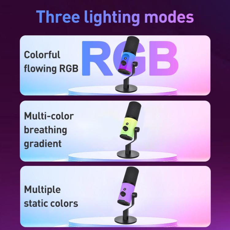 XTUGA ZX-777 XLR / USB-C Dynamic Microphone RGB Light Noise Reduction for Live, Model:Long Arm Bracket(Black) - Microphone by XTUGA | Online Shopping UK | buy2fix