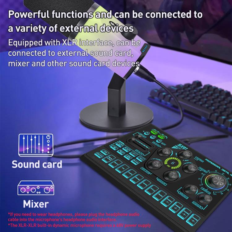 XTUGA ZX-777 XLR / USB-C Dynamic Microphone RGB Light Noise Reduction for Live, Model:Desktop(Black) - Microphone by XTUGA | Online Shopping UK | buy2fix