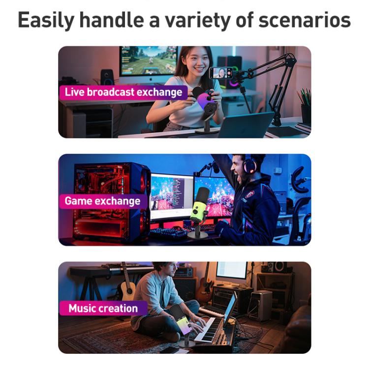 XTUGA ZX-777 XLR / USB-C Dynamic Microphone RGB Light Noise Reduction for Live, Model:Desktop(Black) - Microphone by XTUGA | Online Shopping UK | buy2fix