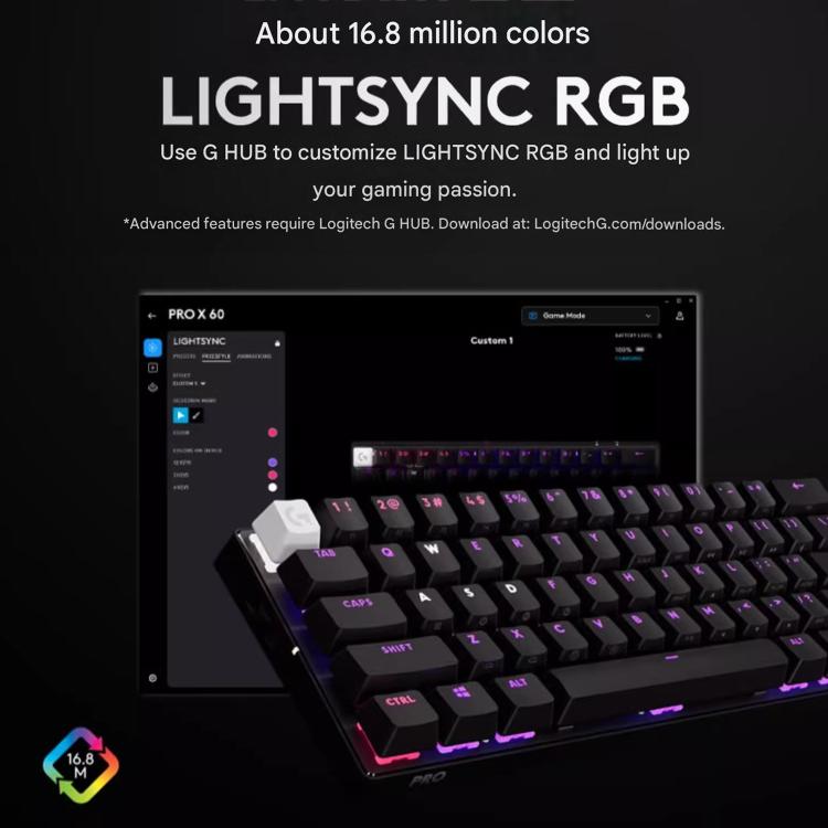 Logitech G PRO X 60 LIGHTSPEED Wireless Gaming Keyboard, GX-L Optical Switches(Black) - Wireless Keyboard by Logitech | Online Shopping UK | buy2fix