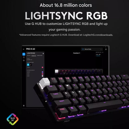 Logitech G PRO X 60 LIGHTSPEED Wireless Gaming Keyboard, GX-L Optical Switches(White) - Wireless Keyboard by Logitech | Online Shopping UK | buy2fix