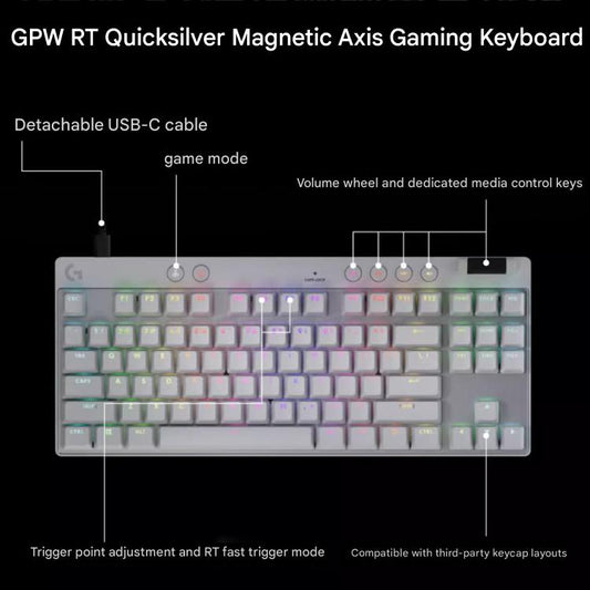 Logitech G PRO X TKL RAPID Magnetic Switches Wireless Gaming Keyboard(White) - Wireless Keyboard by Logitech | Online Shopping UK | buy2fix