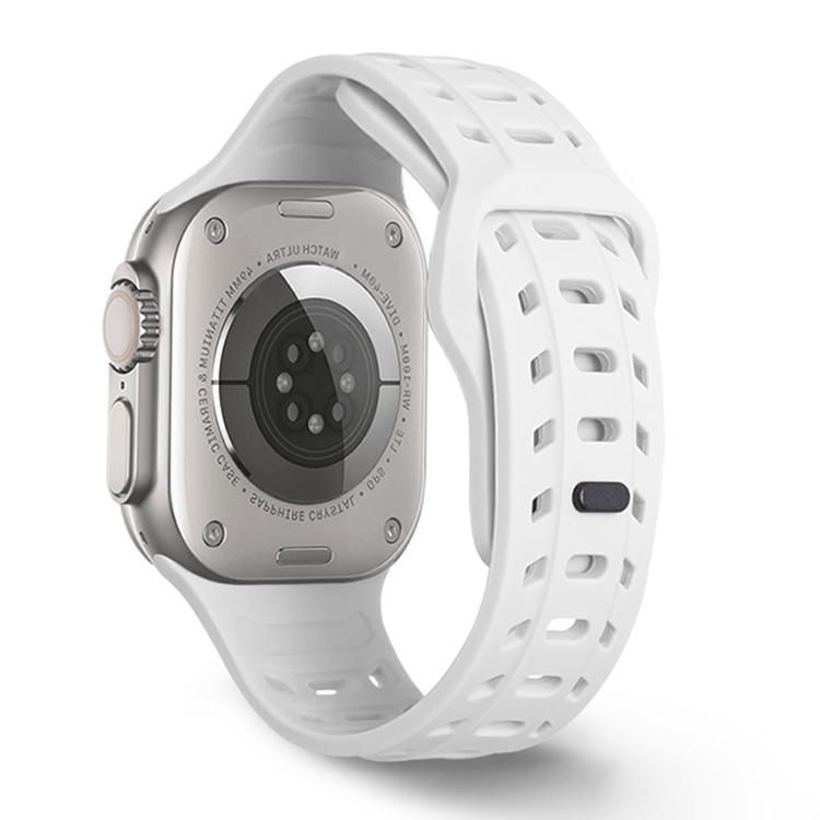 For Apple Watch 46mm / 49mm / 45mm / 44mm Shark Texture Holes Silicone Watch Band(White) - Watch Bands by buy2fix | Online Shopping UK | buy2fix