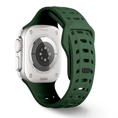 For Apple Watch 46mm / 49mm / 45mm / 44mm Shark Texture Holes Silicone Watch Band(Alfalfa) - Watch Bands by buy2fix | Online Shopping UK | buy2fix