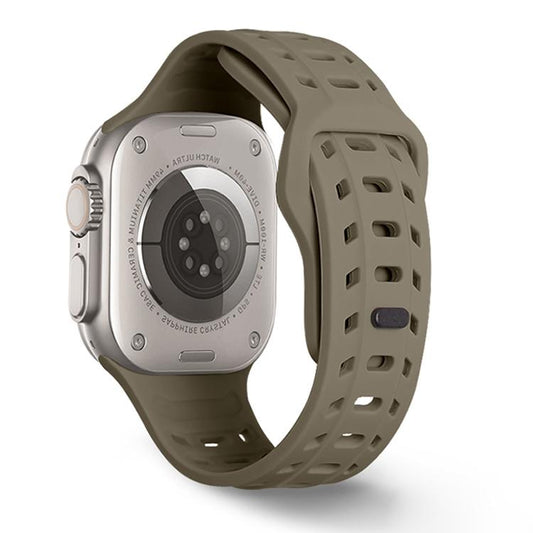 For Apple Watch 46mm / 49mm / 45mm / 44mm Shark Texture Holes Silicone Watch Band(Stone) - Watch Bands by buy2fix | Online Shopping UK | buy2fix