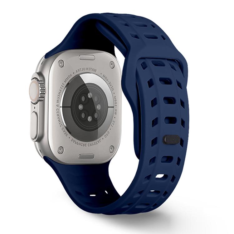 For Apple Watch 46mm / 49mm / 45mm / 44mm Shark Texture Holes Silicone Watch Band(Midnight Blue) - Watch Bands by buy2fix | Online Shopping UK | buy2fix