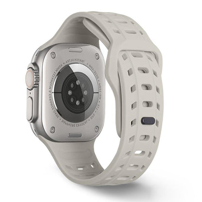 For Apple Watch 46mm / 49mm / 45mm / 44mm Shark Texture Holes Silicone Watch Band(Starlight) - Watch Bands by buy2fix | Online Shopping UK | buy2fix