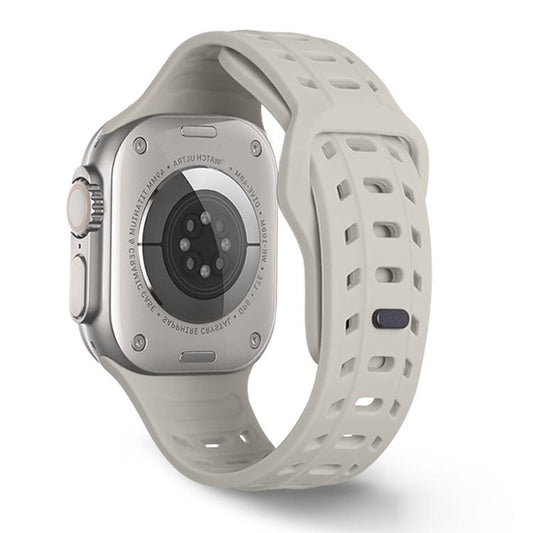 For Apple Watch 46mm / 49mm / 45mm / 44mm Shark Texture Holes Silicone Watch Band(Starlight) - Watch Bands by buy2fix | Online Shopping UK | buy2fix