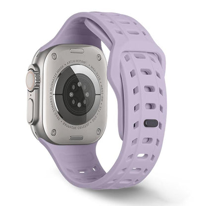 For Apple Watch 46mm / 49mm / 45mm / 44mm Shark Texture Holes Silicone Watch Band(Lavender Purple) - Watch Bands by buy2fix | Online Shopping UK | buy2fix