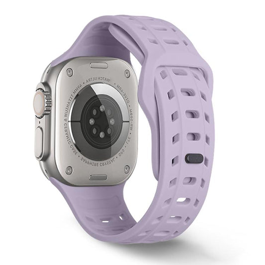 For Apple Watch 46mm / 49mm / 45mm / 44mm Shark Texture Holes Silicone Watch Band(Lavender Purple) - Watch Bands by buy2fix | Online Shopping UK | buy2fix