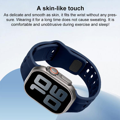 For Apple Watch 46mm / 49mm / 45mm / 44mm Shark Texture Holes Silicone Watch Band(Black) - Watch Bands by buy2fix | Online Shopping UK | buy2fix