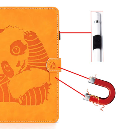 For iPad Air 2022 / 2020 10.9 Panda Embossing Pattern Horizontal Flip PU Leather Case with Holder & Card Slot & Anti-skid Strip(Khaki) - iPad Air (2022) / (2020) 10.9 Cases by buy2fix | Online Shopping UK | buy2fix