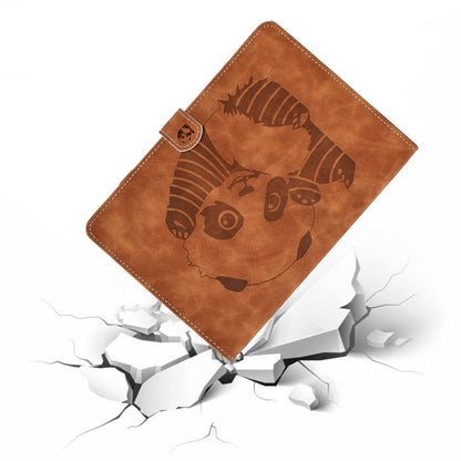 For iPad Air 2022 / 2020 10.9 Panda Embossing Pattern Horizontal Flip PU Leather Case with Holder & Card Slot & Anti-skid Strip(Brown) - iPad Air (2022) / (2020) 10.9 Cases by buy2fix | Online Shopping UK | buy2fix