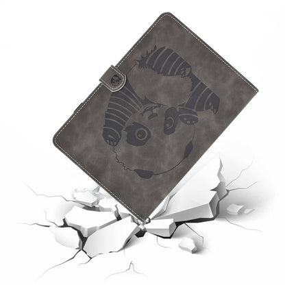For iPad Air 2022 / 2020 10.9 Panda Embossing Pattern Horizontal Flip PU Leather Case with Holder & Card Slot & Anti-skid Strip(Grey) - iPad Air (2022) / (2020) 10.9 Cases by buy2fix | Online Shopping UK | buy2fix