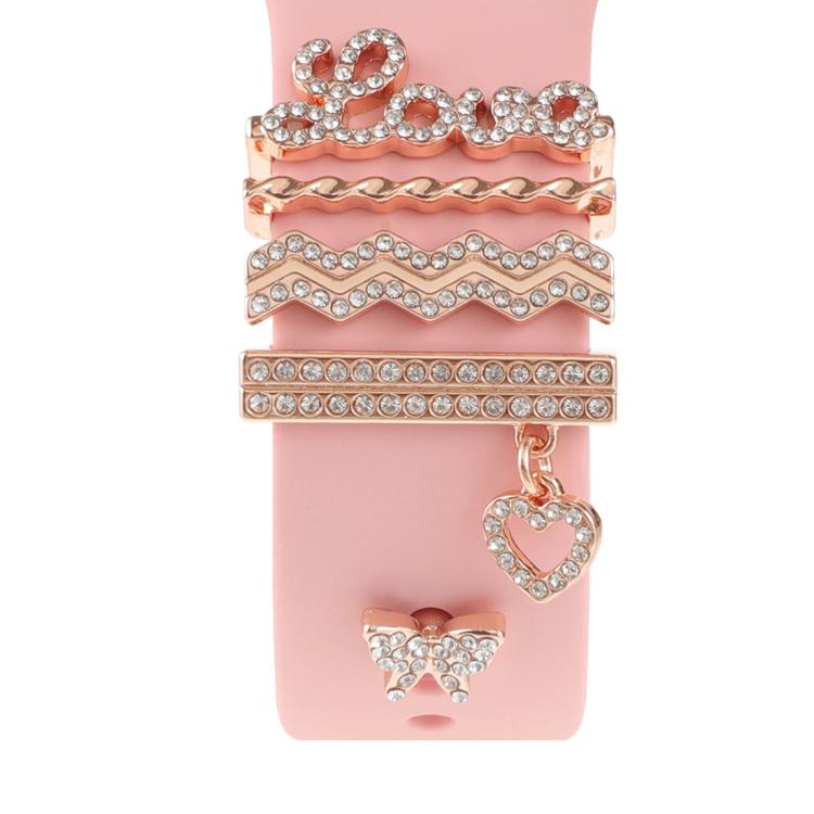 Smart Watch Band Decorative Ring Metal Accessories(Rose Gold LOVE) - Watch Decorations by buy2fix | Online Shopping UK | buy2fix