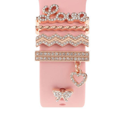 Smart Watch Band Decorative Ring Metal Accessories(Rose Gold LOVE) - Watch Decorations by buy2fix | Online Shopping UK | buy2fix