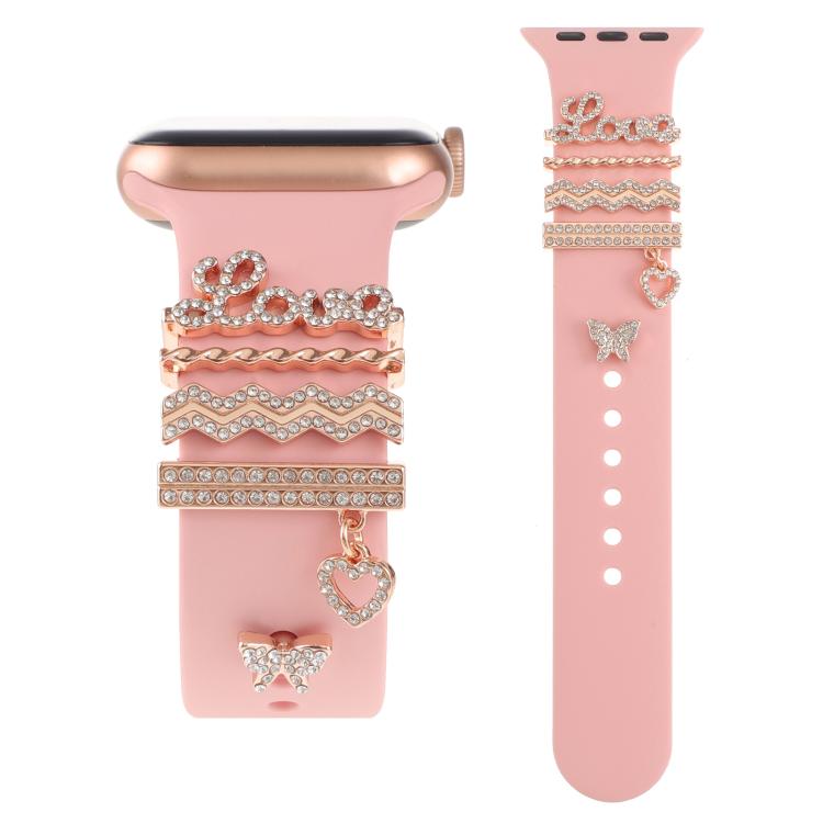 Smart Watch Band Decorative Ring Metal Accessories(Rose Gold LOVE) - Watch Decorations by buy2fix | Online Shopping UK | buy2fix