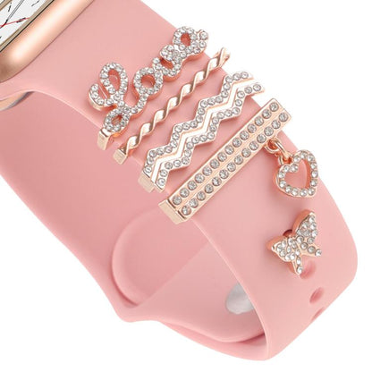 Smart Watch Band Decorative Ring Metal Accessories(Rose Gold LOVE) - Watch Decorations by buy2fix | Online Shopping UK | buy2fix