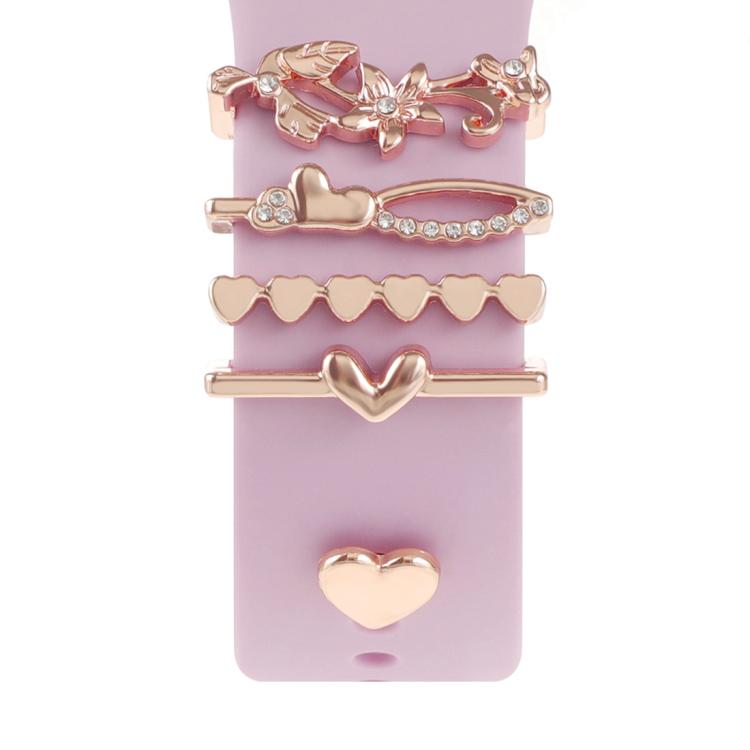 Smart Watch Band Decorative Ring Metal Accessories(Rose Gold Lily) - Watch Decorations by buy2fix | Online Shopping UK | buy2fix