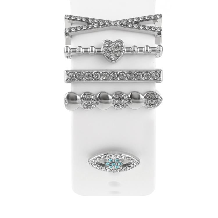 Smart Watch Band Decorative Ring Metal Accessories(Silver Heart Eyes) - Watch Decorations by buy2fix | Online Shopping UK | buy2fix