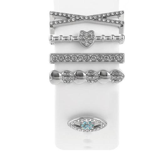 Smart Watch Band Decorative Ring Metal Accessories(Silver Heart Eyes) - Watch Decorations by buy2fix | Online Shopping UK | buy2fix