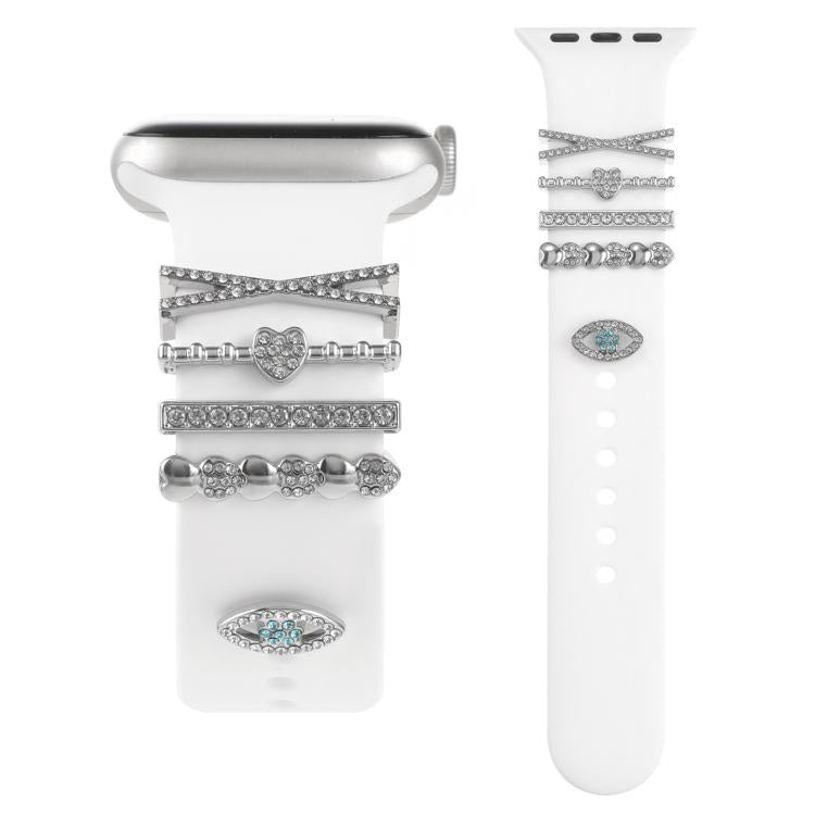 Smart Watch Band Decorative Ring Metal Accessories(Silver Heart Eyes) - Watch Decorations by buy2fix | Online Shopping UK | buy2fix