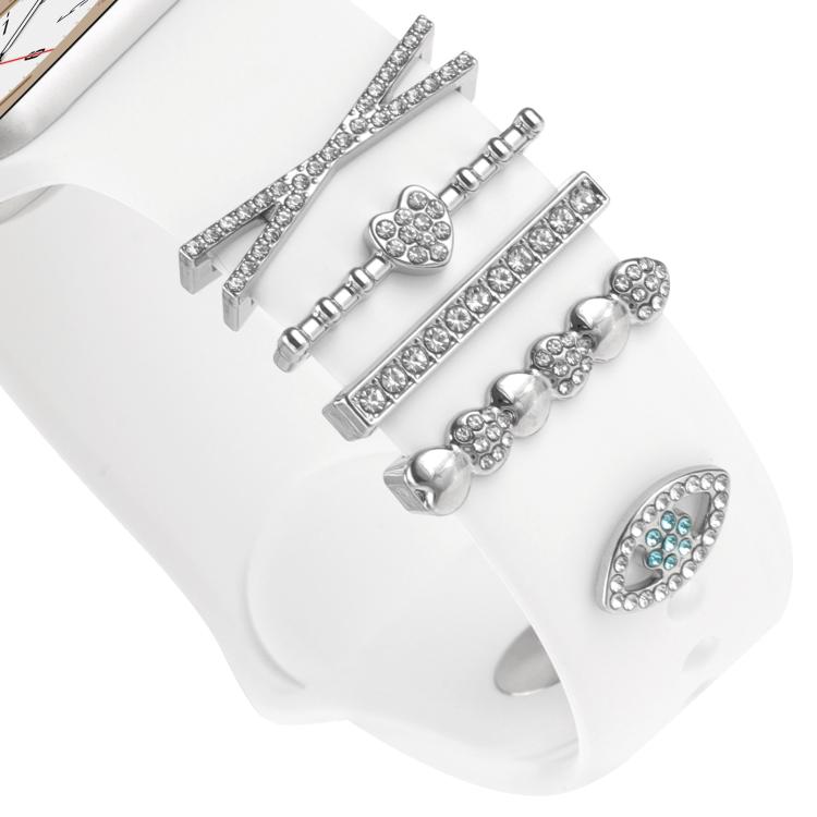 Smart Watch Band Decorative Ring Metal Accessories(Silver Heart Eyes) - Watch Decorations by buy2fix | Online Shopping UK | buy2fix