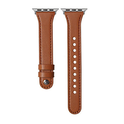 For Apple Watch 42 / 44 / 45 / 46 / 49mm xDfind Double Ring Single Rivet Genuine Leather Watch Band(Light Brown) - Watch Bands by xDfind | Online Shopping UK | buy2fix