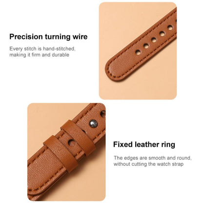 For Apple Watch 42 / 44 / 45 / 46 / 49mm xDfind Double Ring Single Rivet Genuine Leather Watch Band(Light Brown) - Watch Bands by xDfind | Online Shopping UK | buy2fix
