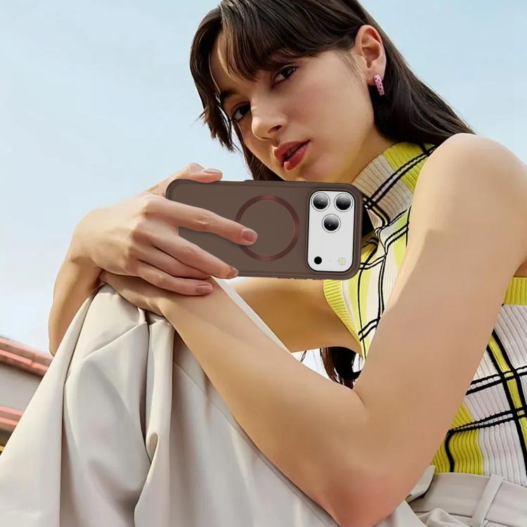 For iPhone 17 Pro Imitation Original CD Texture Magsafe PC Hybrid TPU Phone Case(Coffee) - iPhone 17 Pro Cases by buy2fix | Online Shopping UK | buy2fix