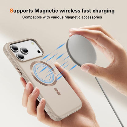 For iPhone 17 Pro Imitation Original CD Texture Magsafe PC Hybrid TPU Phone Case(Beige Grey) - iPhone 17 Pro Cases by buy2fix | Online Shopping UK | buy2fix