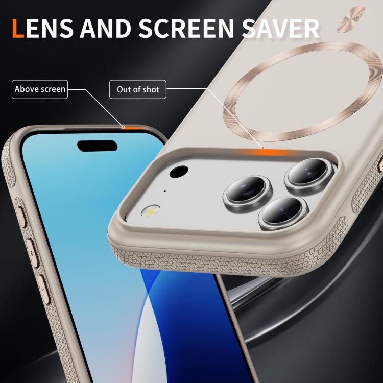 For iPhone 17 Pro Imitation Original CD Texture Magsafe PC Hybrid TPU Phone Case(Beige Grey) - iPhone 17 Pro Cases by buy2fix | Online Shopping UK | buy2fix