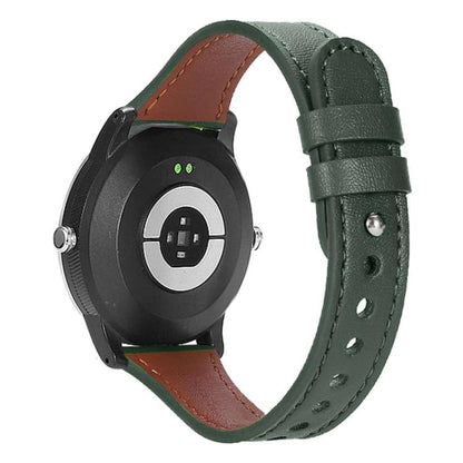 22mm xDfind Double Ring Single Rivet Genuine Leather Watch Band(Army Green) - 22mm Bands by xDfind | Online Shopping UK | buy2fix
