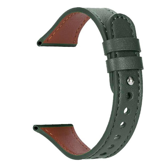22mm xDfind Double Ring Single Rivet Genuine Leather Watch Band(Army Green) - 22mm Bands by xDfind | Online Shopping UK | buy2fix