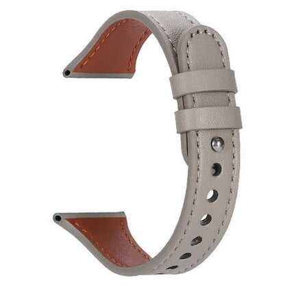 22mm xDfind Double Ring Single Rivet Genuine Leather Watch Band(Grey) - 22mm Bands by xDfind | Online Shopping UK | buy2fix