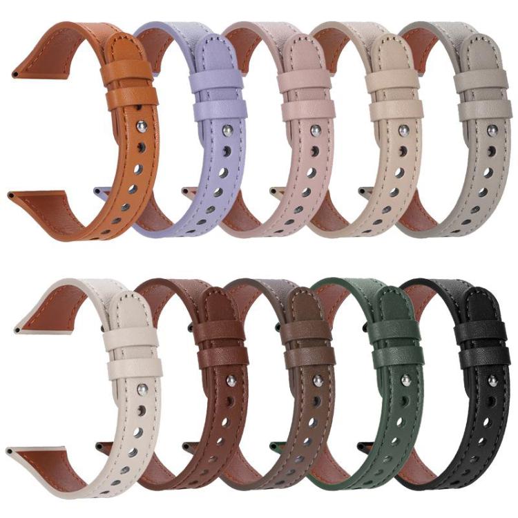 22mm xDfind Double Ring Single Rivet Genuine Leather Watch Band(Light Brown) - 22mm Bands by xDfind | Online Shopping UK | buy2fix