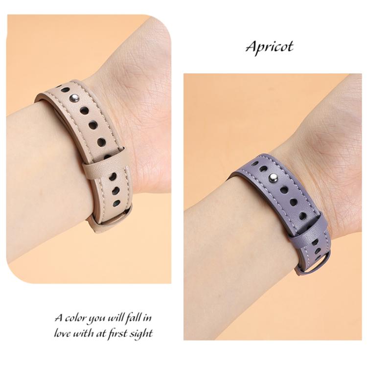 22mm xDfind Double Ring Single Rivet Genuine Leather Watch Band(Grey) - 22mm Bands by xDfind | Online Shopping UK | buy2fix