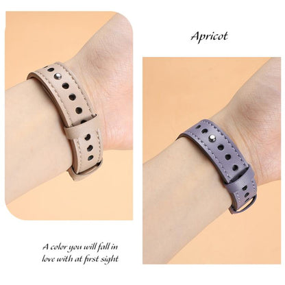 22mm xDfind Double Ring Single Rivet Genuine Leather Watch Band(Grey) - 22mm Bands by xDfind | Online Shopping UK | buy2fix