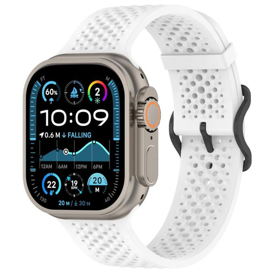 For Apple Watch 42 / 44 / 45 / 46 / 49mm xDfind Breathable Silicone Watch Band(White) - Watch Bands by xDfind | Online Shopping UK | buy2fix