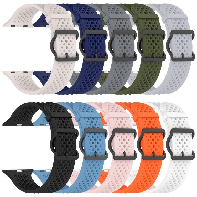 For Apple Watch 42 / 44 / 45 / 46 / 49mm xDfind Breathable Silicone Watch Band(Black) - Watch Bands by xDfind | Online Shopping UK | buy2fix