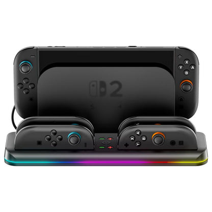 For Nintendo Switch 2 OIVO VG-SW205 Gaming Console Storage Magnetic Charging Stand with RGB Lights(Black) - Charger & Power by OIVO | Online Shopping UK | buy2fix